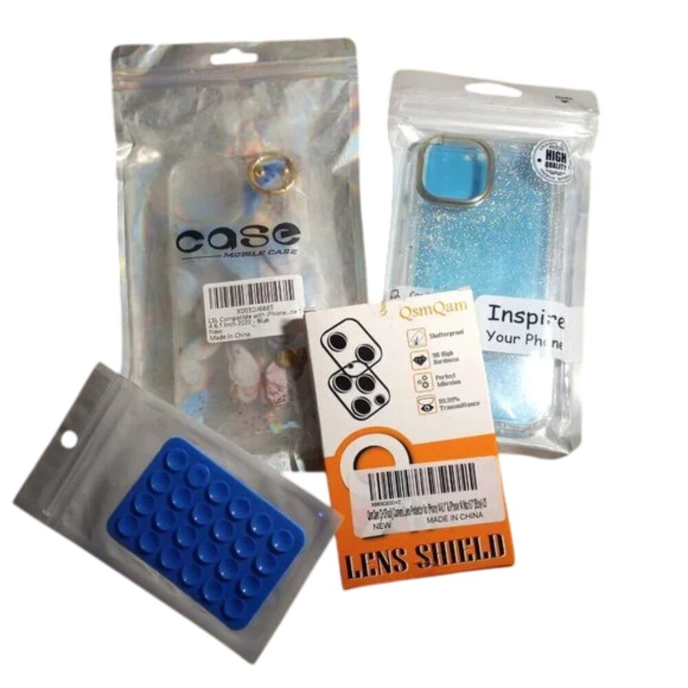 iPhone 14 6.1 Bundle - 2 iPhone Cases - 1 Pack of Lens covers - 1 Phone Adhesive